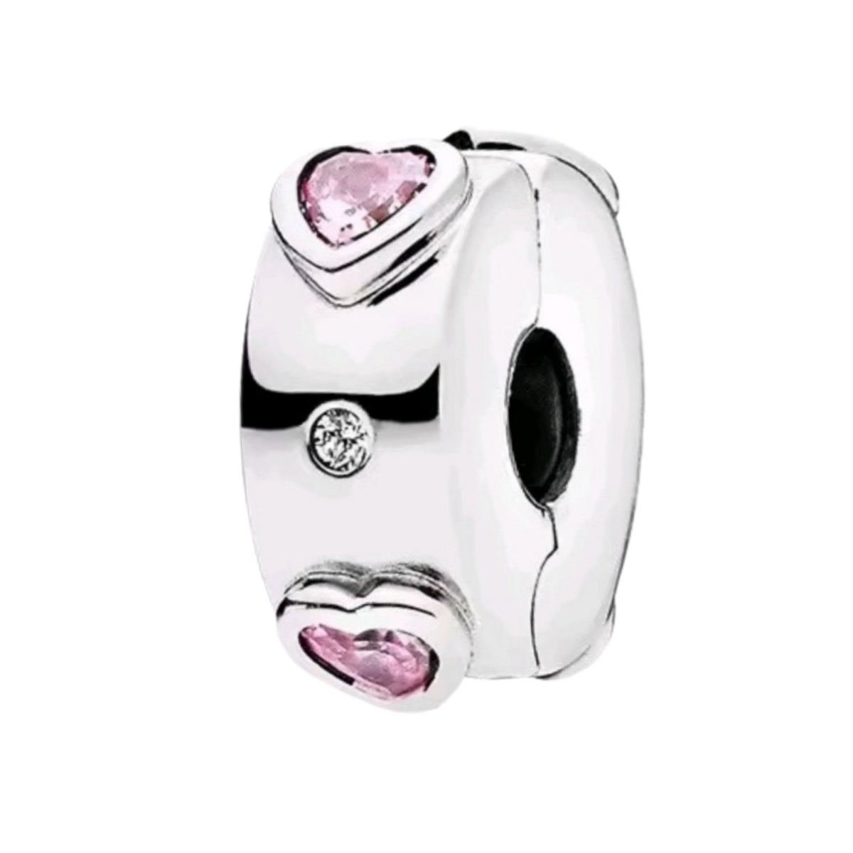 Sparkling Band & Dangling 'LOVE' Heart Clip on Spacer Charm - Sparks Charms