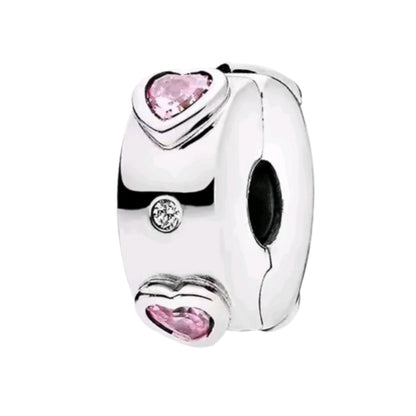 Sparkling Band & Dangling 'LOVE' Heart Clip on Spacer Charm - Sparks Charms