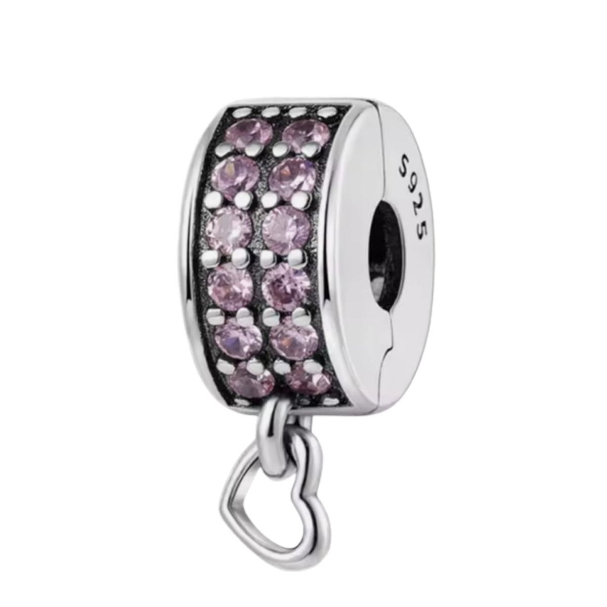 Sparkling Band & Dangling 'LOVE' Heart Clip on Spacer Charm - Sparks Charms