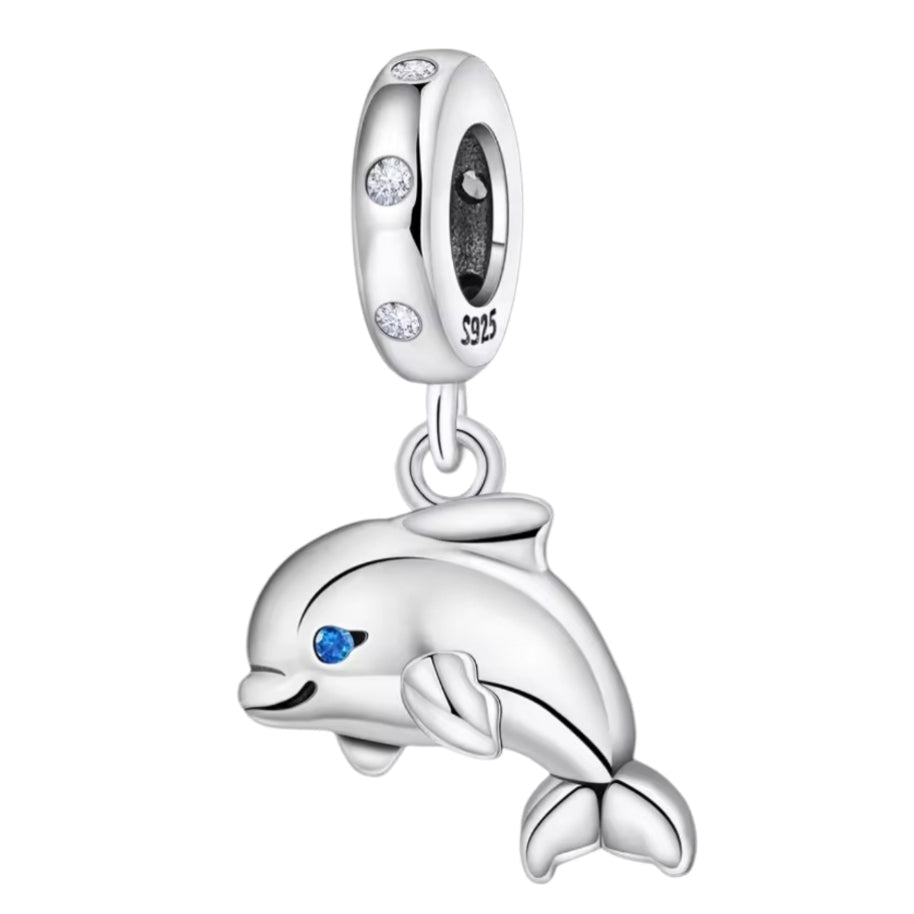 Sparkling Blue Eyed Dolphin Charm - Sparks Charms