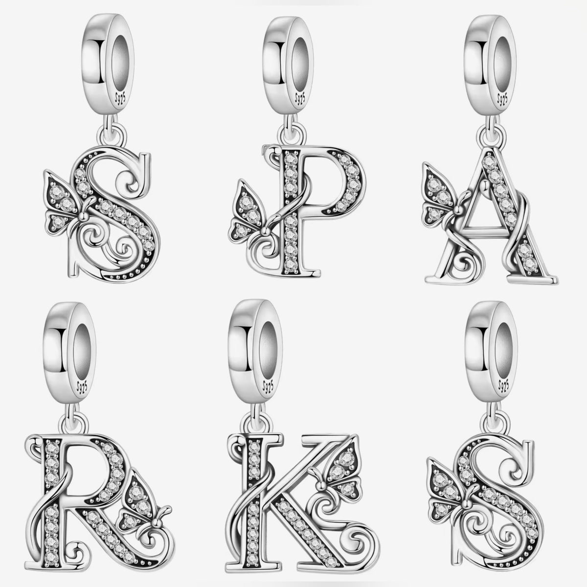 Sparkling Butterfly A - Z Letter Charm - Sparks Charms