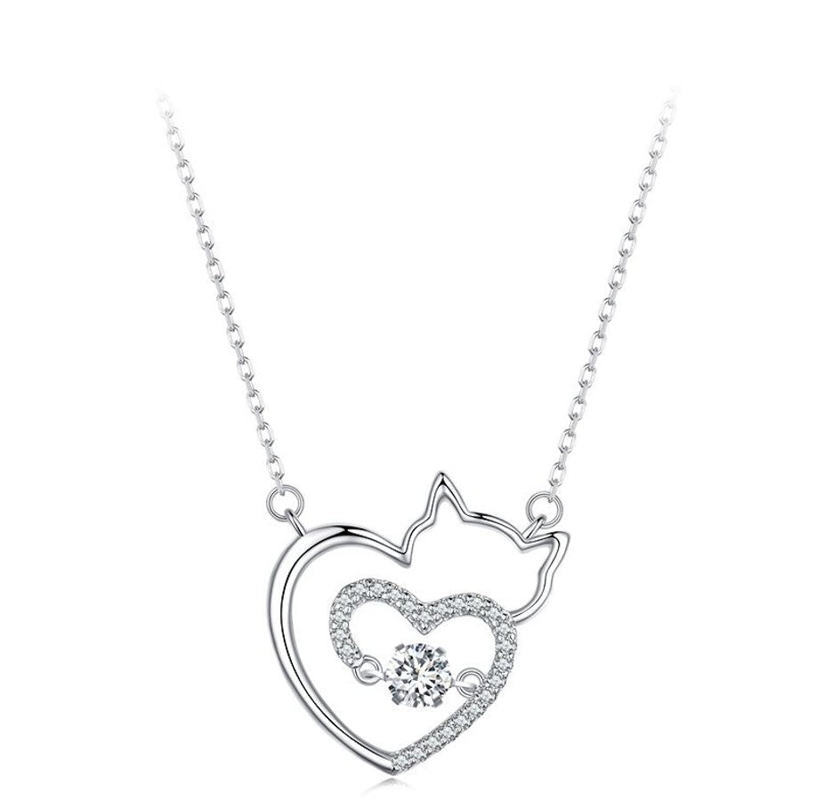 Sparkling Cat Heart Necklace - Sparks Charms