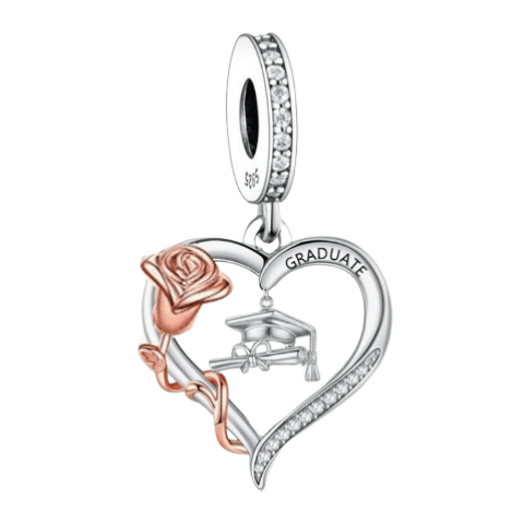Sparkling Graduate Graduation Rose Charm - Sparks Charms