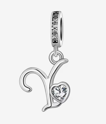 Sparkling Heart A - Z Letter Charm - Sparks Charms