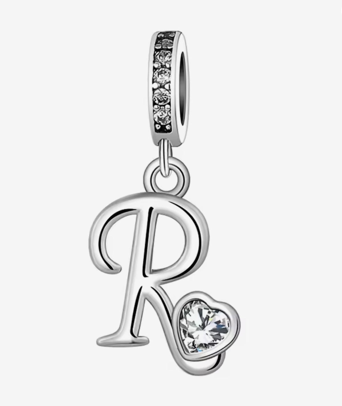 Sparkling Heart A - Z Letter Charm - Sparks Charms
