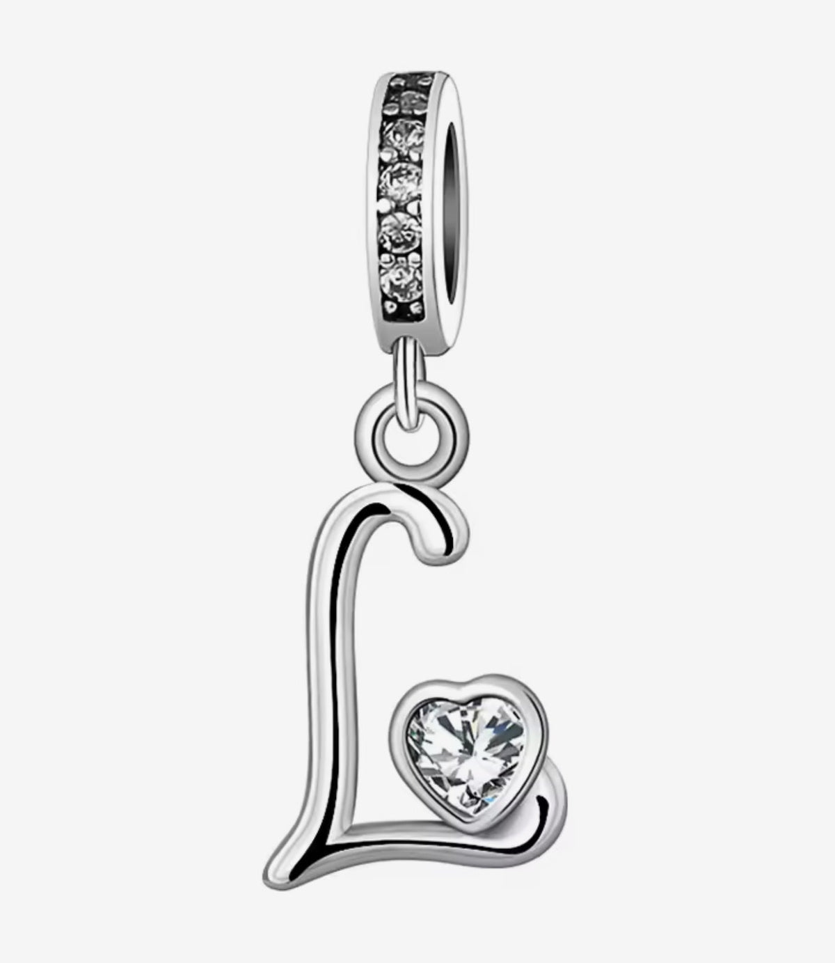 Sparkling Heart A - Z Letter Charm - Sparks Charms