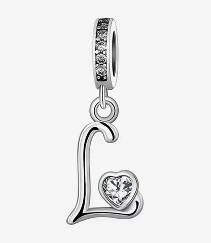 Sparkling Heart A - Z Letter Charm - Sparks Charms