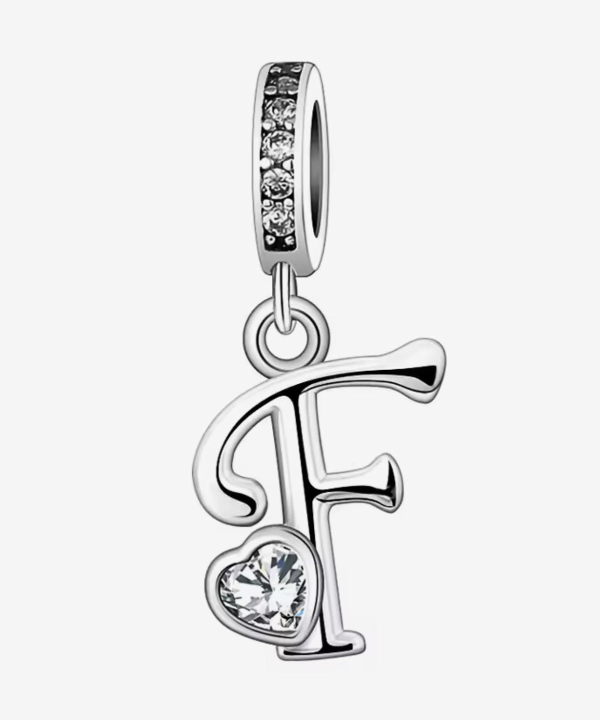Sparkling Heart A - Z Letter Charm - Sparks Charms