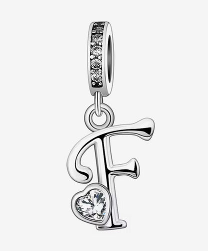 Sparkling Heart A - Z Letter Charm - Sparks Charms