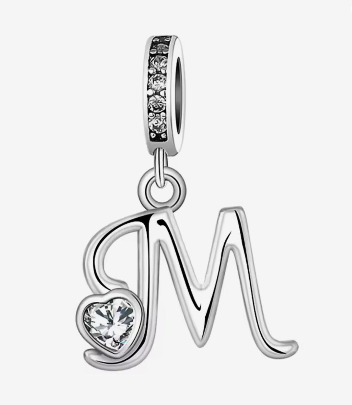 Sparkling Heart A - Z Letter Charm - Sparks Charms