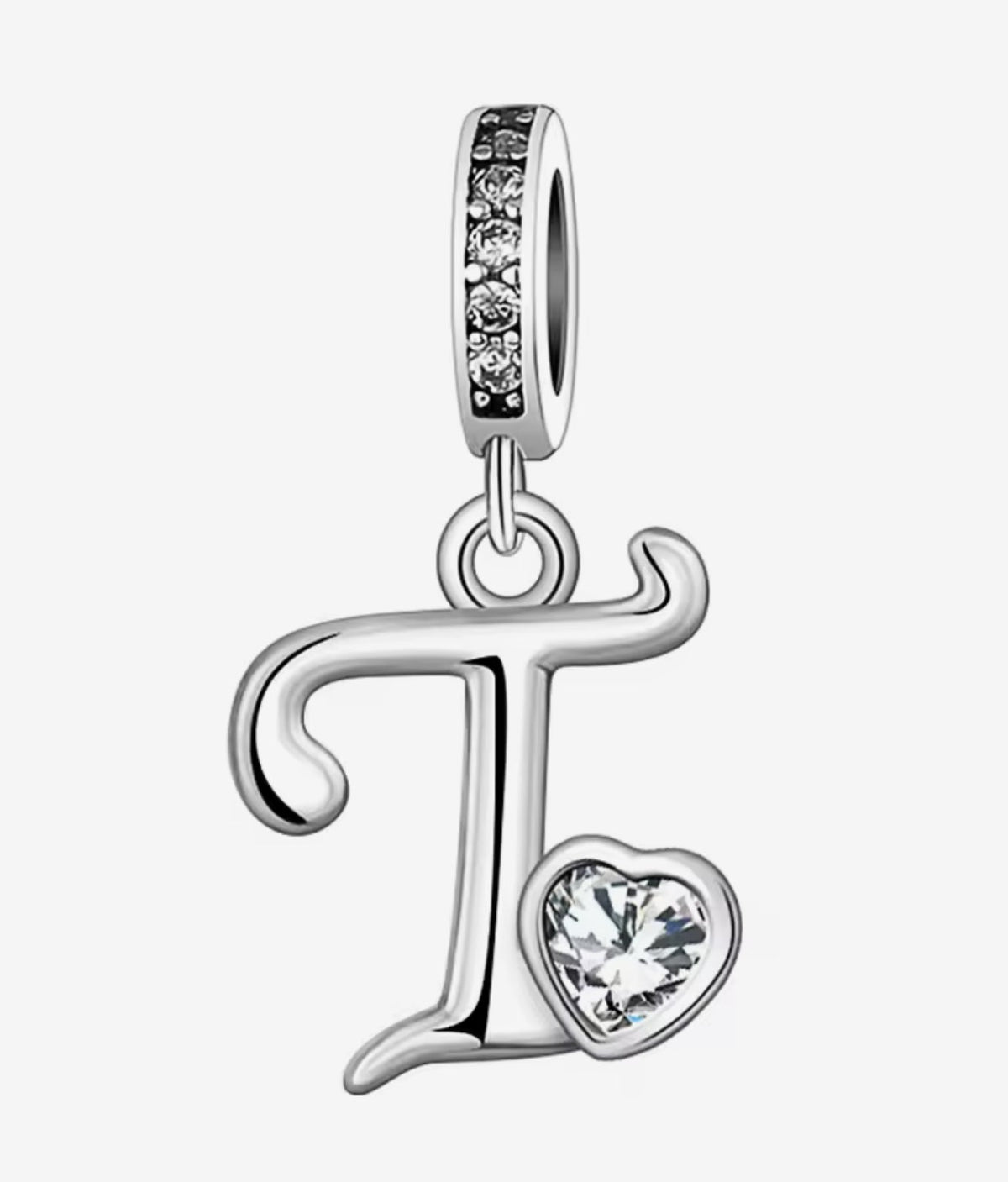 Sparkling Heart A - Z Letter Charm - Sparks Charms