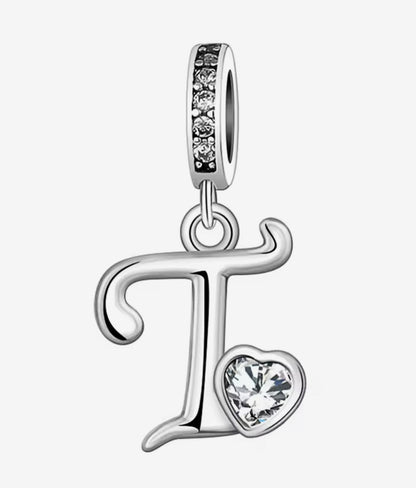 Sparkling Heart A - Z Letter Charm - Sparks Charms