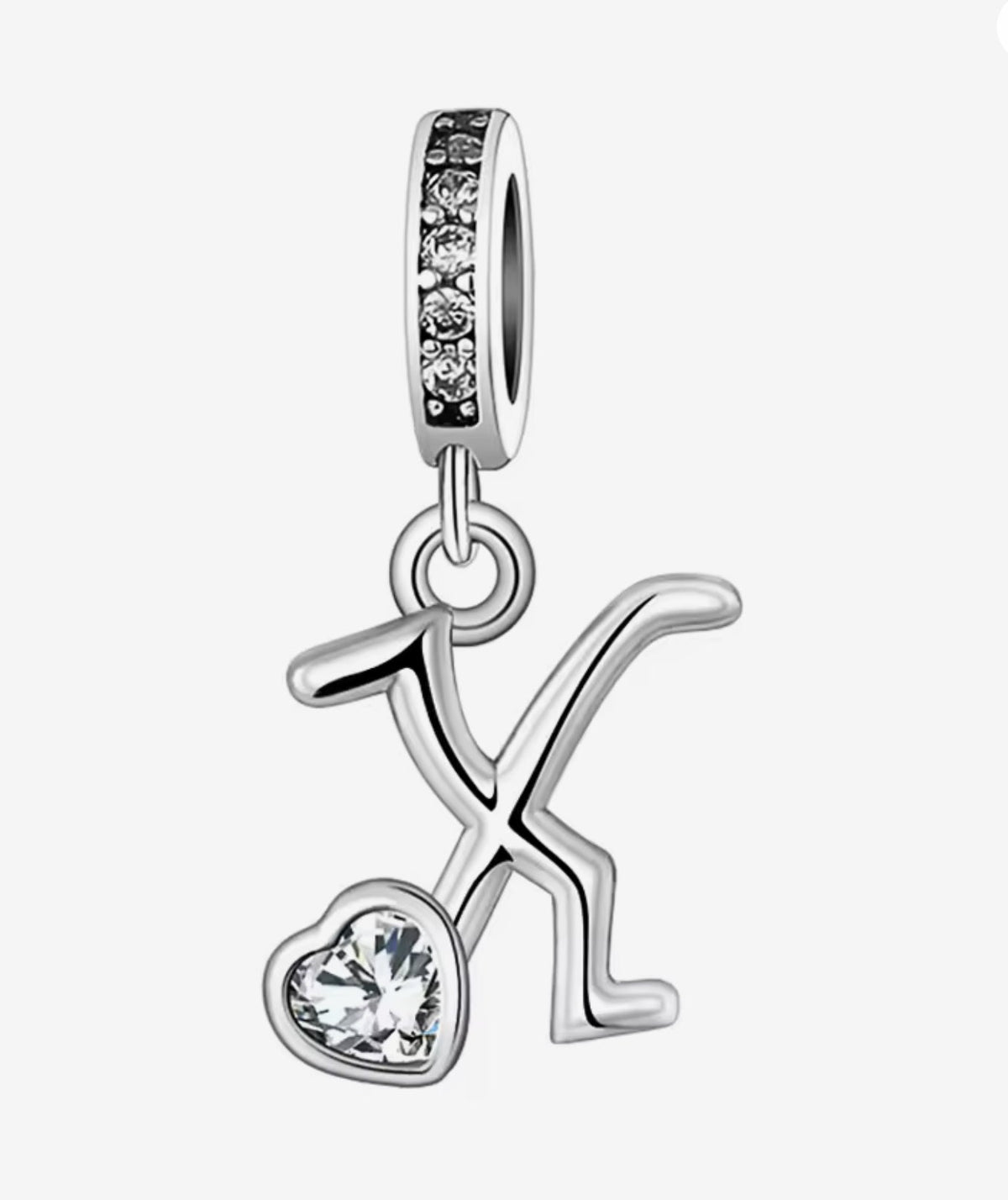 Sparkling Heart A - Z Letter Charm - Sparks Charms