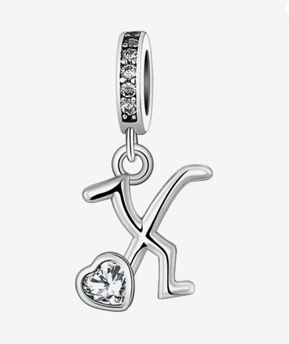Sparkling Heart A - Z Letter Charm - Sparks Charms
