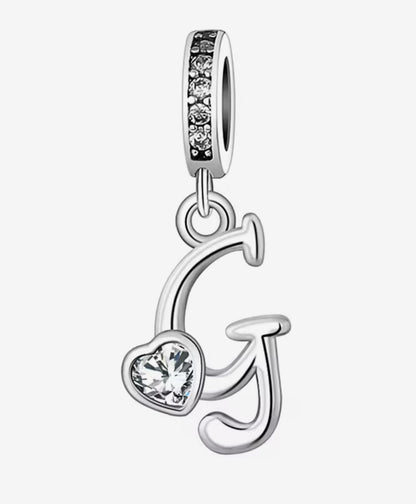 Sparkling Heart A - Z Letter Charm - Sparks Charms