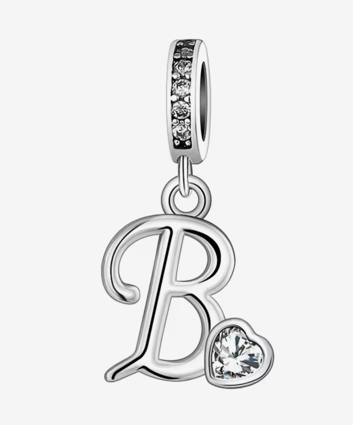 Sparkling Heart A - Z Letter Charm - Sparks Charms