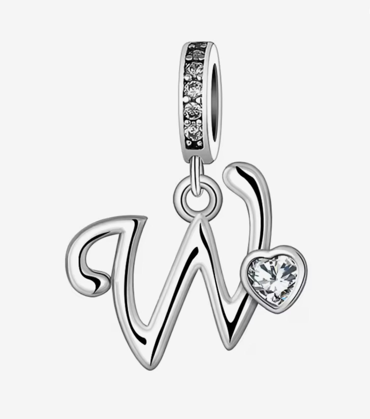 Sparkling Heart A - Z Letter Charm - Sparks Charms