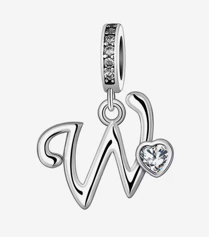 Sparkling Heart A - Z Letter Charm - Sparks Charms