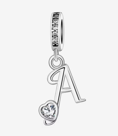 Sparkling Heart A - Z Letter Charm - Sparks Charms