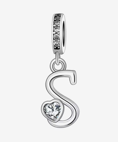 Sparkling Heart A - Z Letter Charm - Sparks Charms