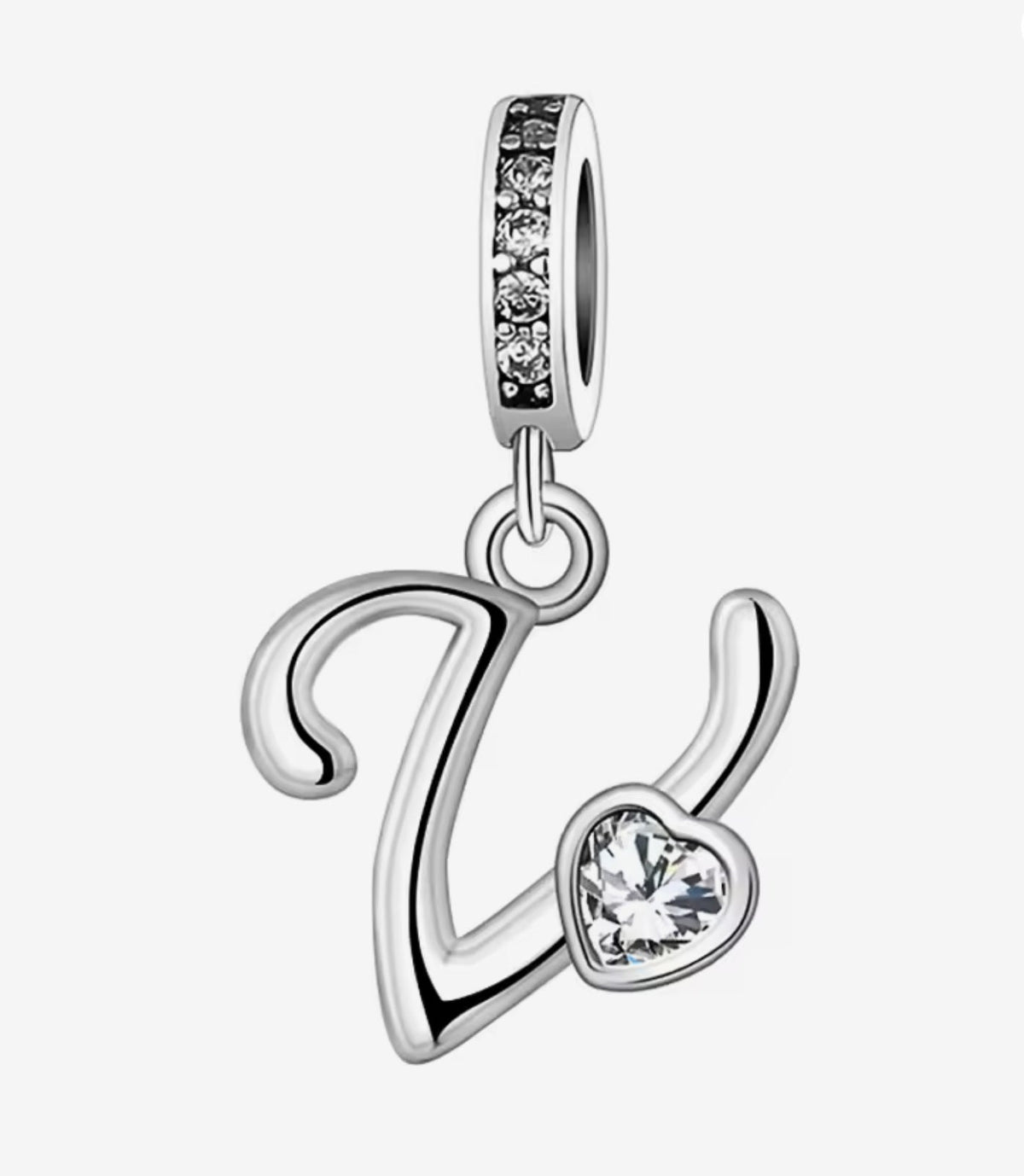 Sparkling Heart A - Z Letter Charm - Sparks Charms