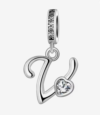 Sparkling Heart A - Z Letter Charm - Sparks Charms