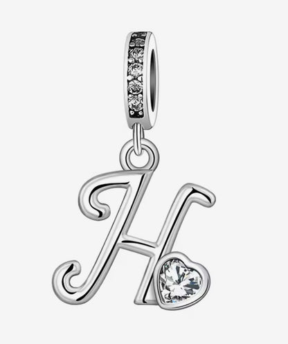 Sparkling Heart A - Z Letter Charm - Sparks Charms