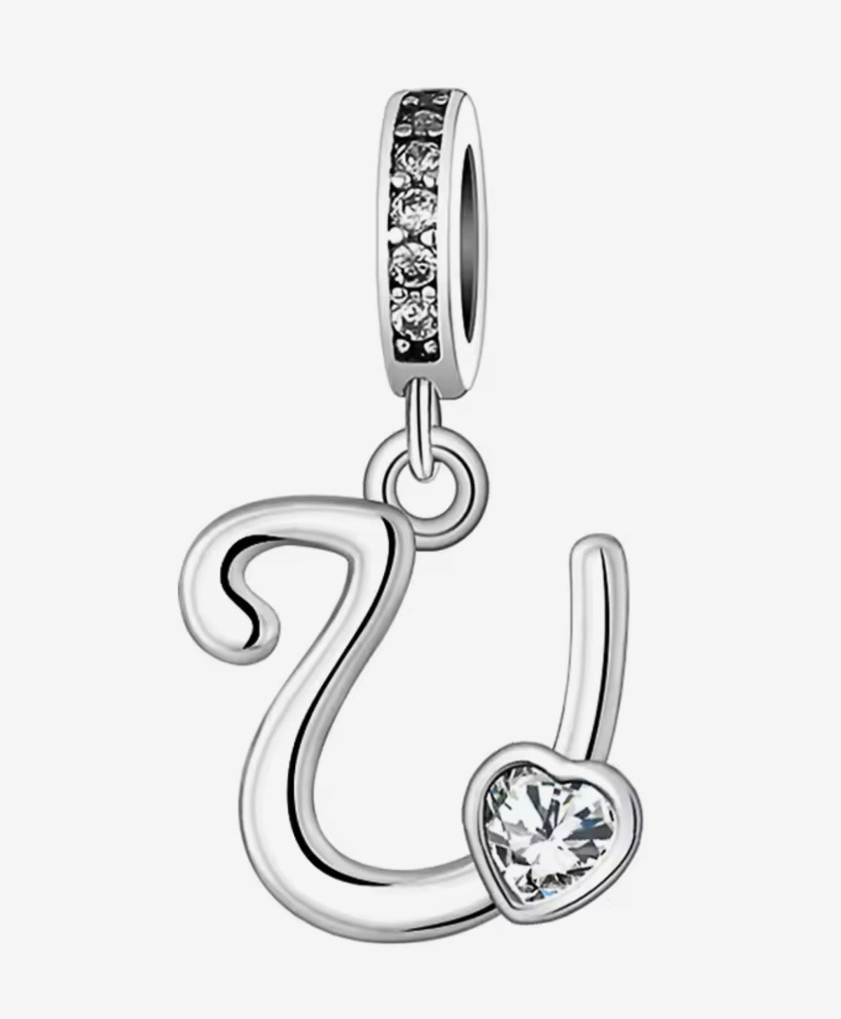 Sparkling Heart A - Z Letter Charm - Sparks Charms