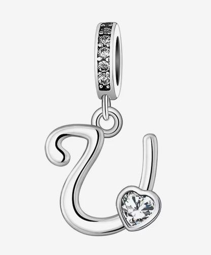Sparkling Heart A - Z Letter Charm - Sparks Charms