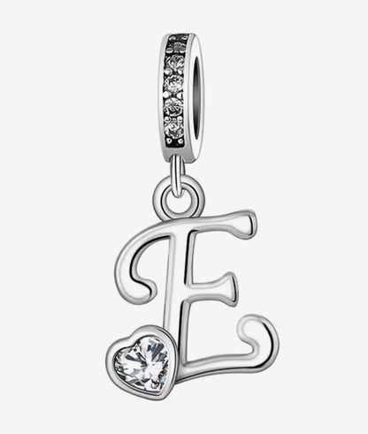 Sparkling Heart A - Z Letter Charm - Sparks Charms