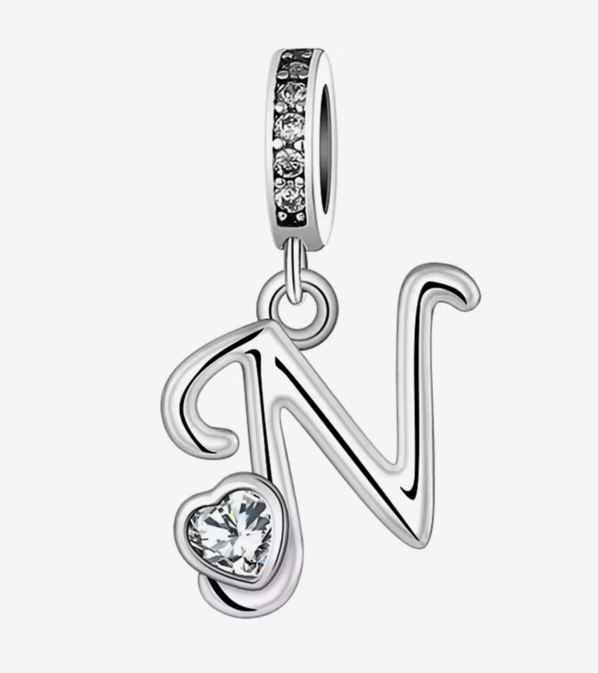 Sparkling Heart A - Z Letter Charm - Sparks Charms