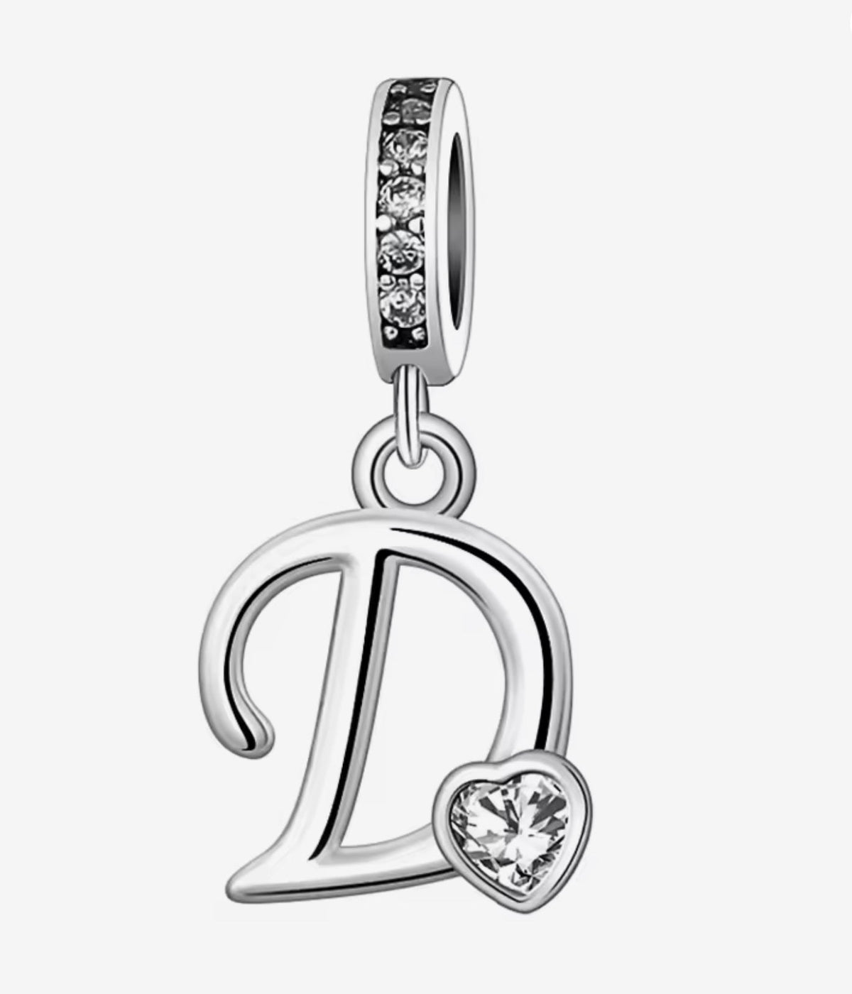 Sparkling Heart A - Z Letter Charm - Sparks Charms