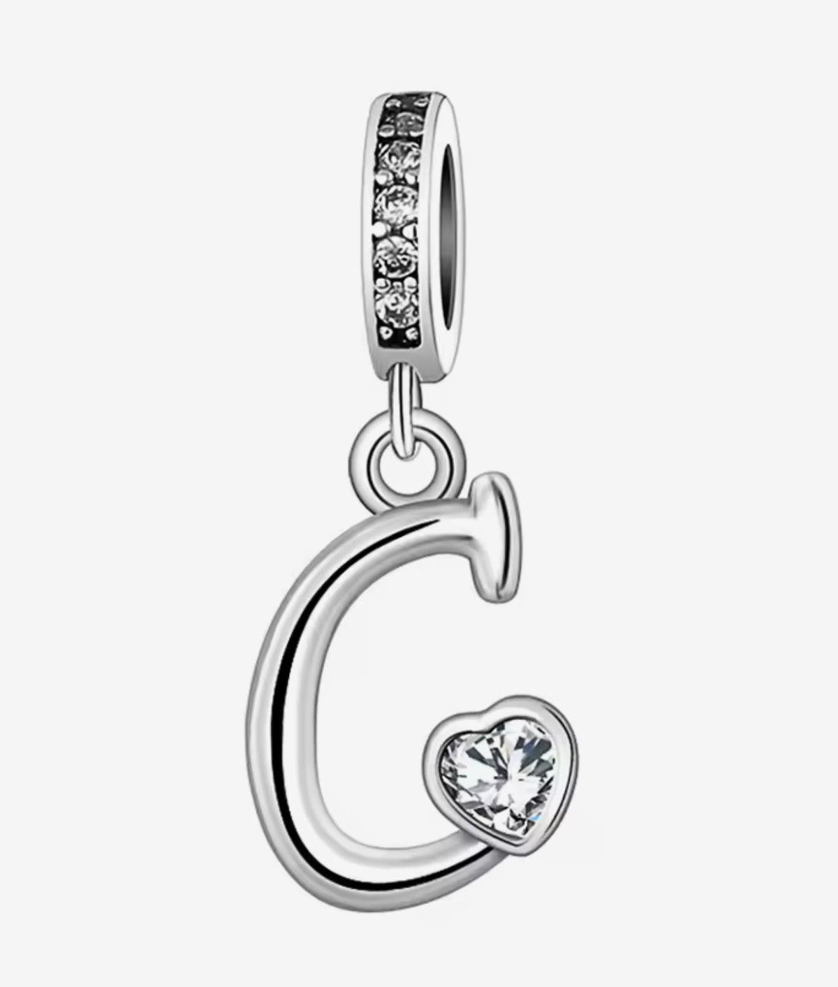 Sparkling Heart A - Z Letter Charm - Sparks Charms