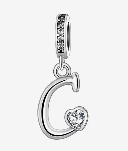Sparkling Heart A - Z Letter Charm - Sparks Charms
