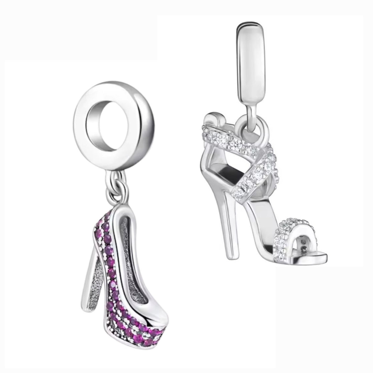 Sparkling Pink Healed Shoe Charm - Sparks Charms