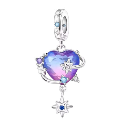 Sparkling Purple or Pink Zircon Love Heart Charm - Sparks Charms