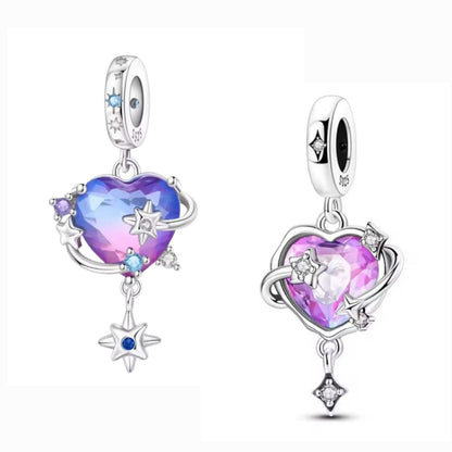Sparkling Purple or Pink Zircon Love Heart Charm - Sparks Charms