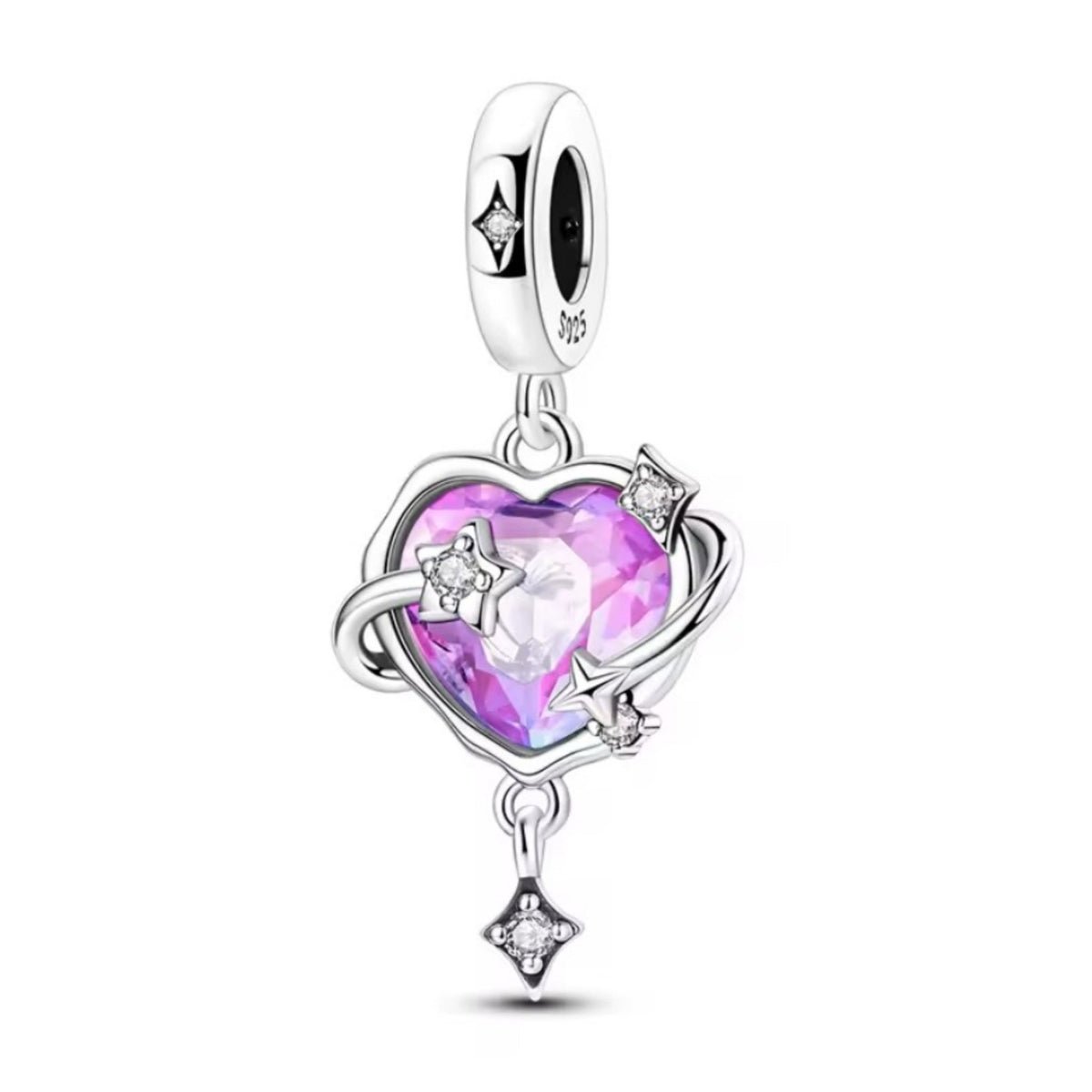 Sparkling Purple or Pink Zircon Love Heart Charm - Sparks Charms