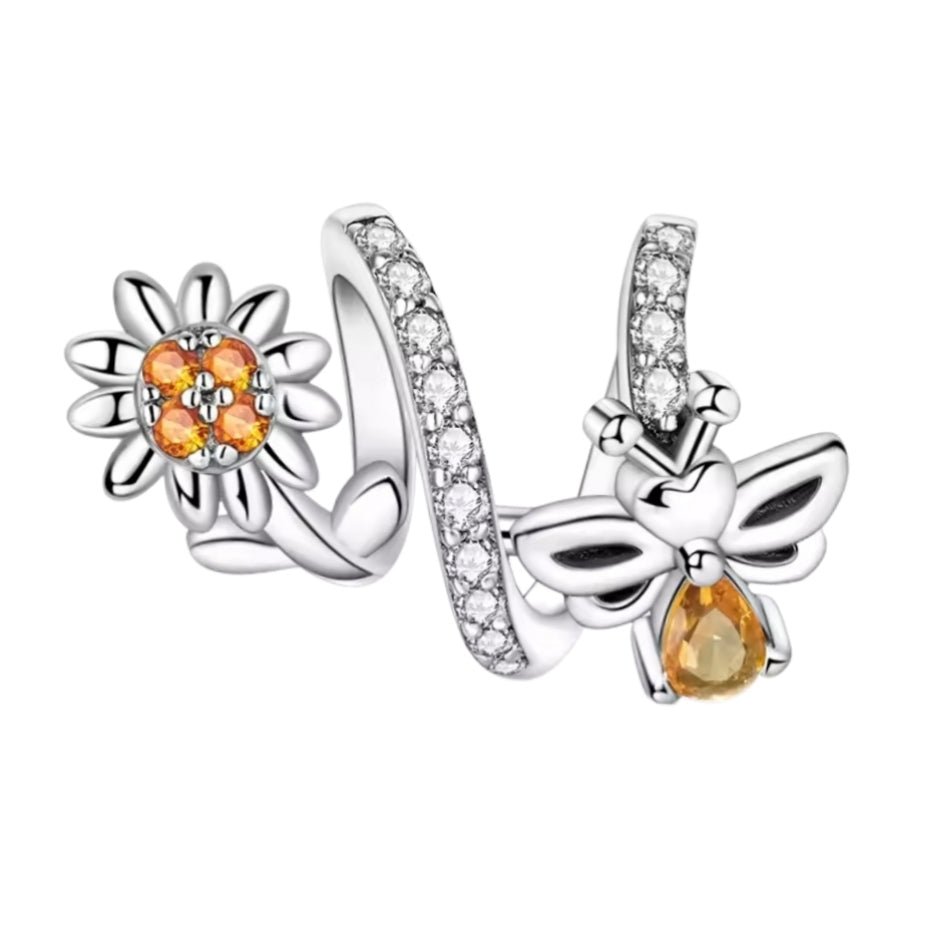 Sparkling Spiral Sunflower & Bee Charm - Sparks Charms