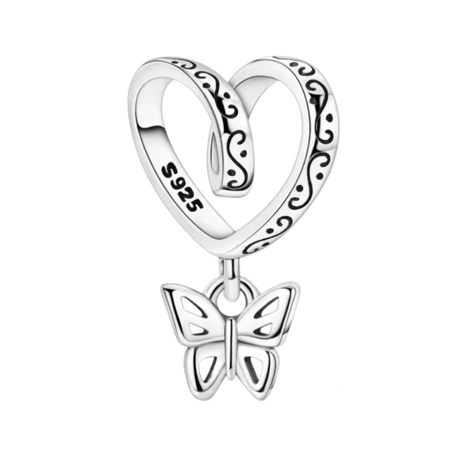 Spiral Heart Butterfly Charm - Sparks Charms