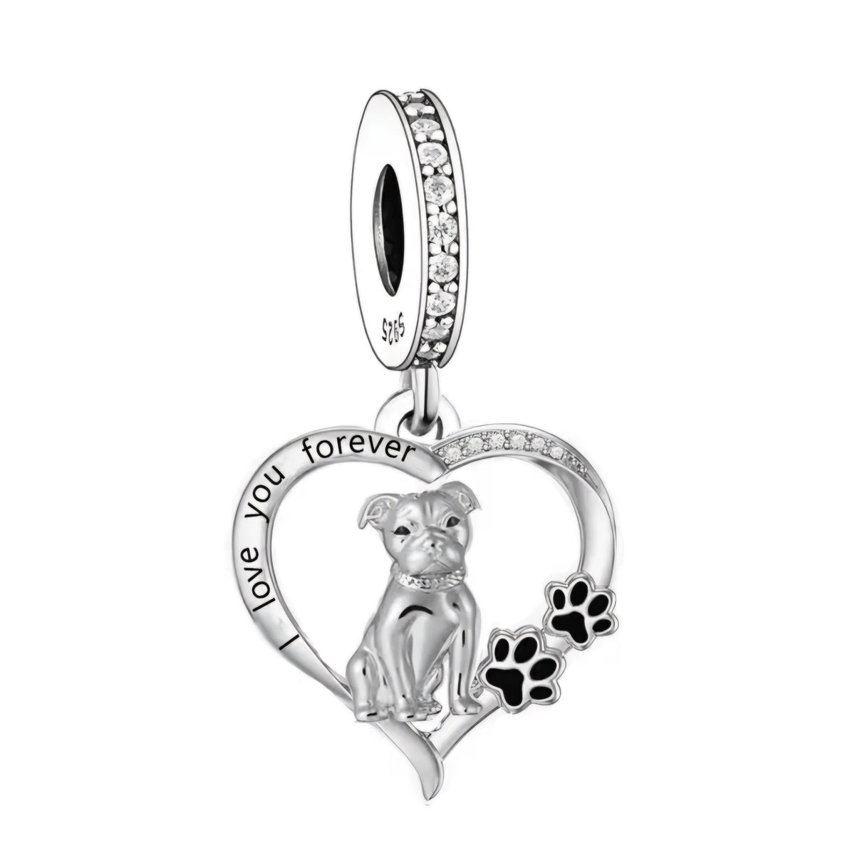 Staffordshire Bull Terrier Staffie 'I love you forever' Charm - Sparks Charms