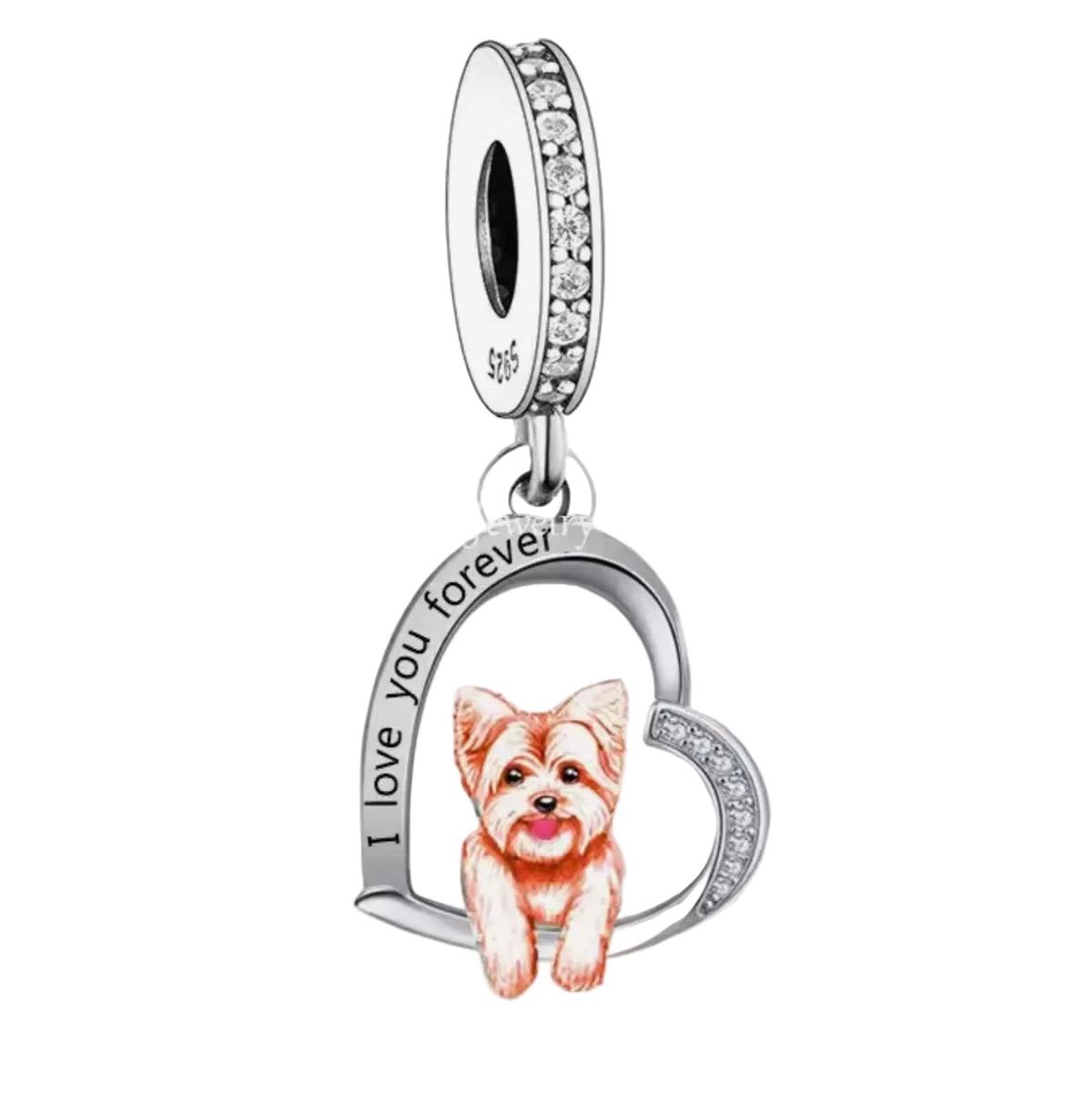Yorkshire Terrier 'I love you forever' Charm - Sparks Charms